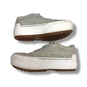 Vans Old Skool Stacked Embossed Check Platform Sneakers Shoes‎ Light Gray 7